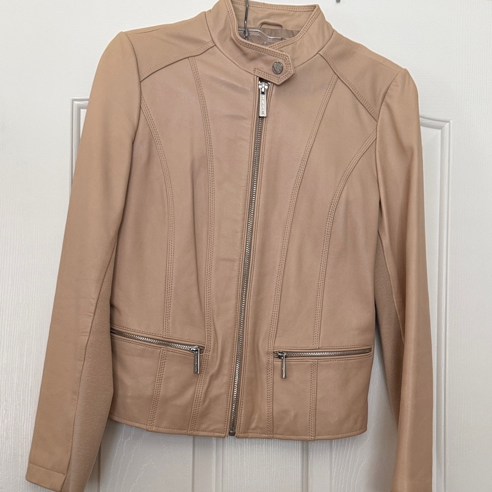 MICHAEL Michael Kors Beige Leather Moto Jacket